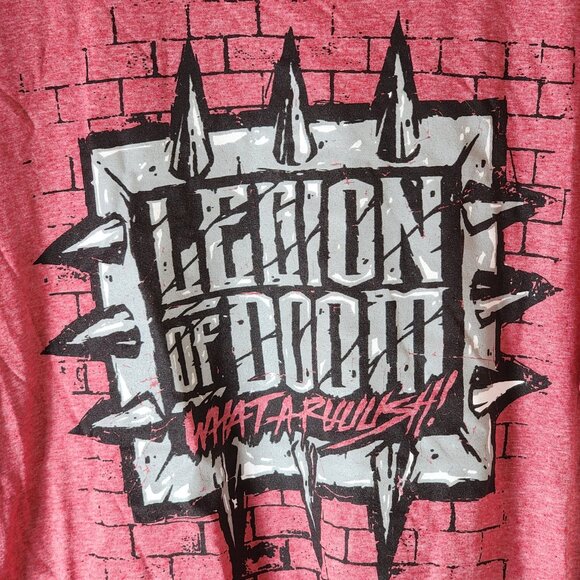 Pro Wrestling Crate Legion of Doom What A Ruuush! brick wall Red T-Shirt XL NWOT - Picture 2 of 4